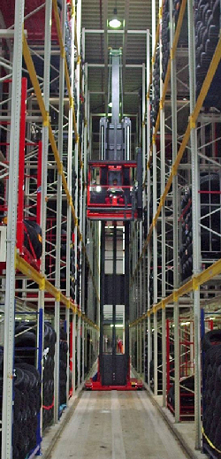 Turret truck operation in logistics center